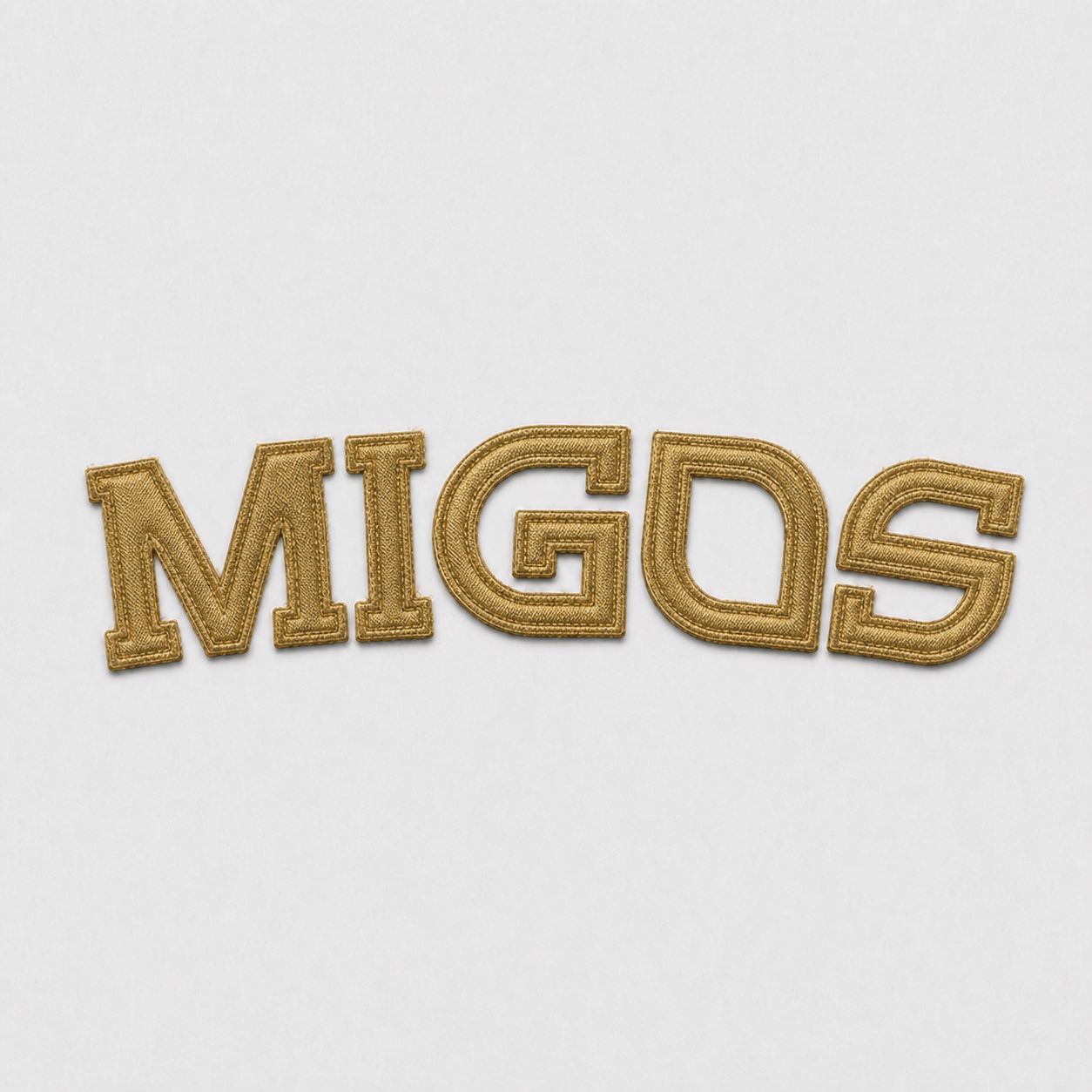 Cut metallic gold tackle twill MIGOS arc, pre-application.